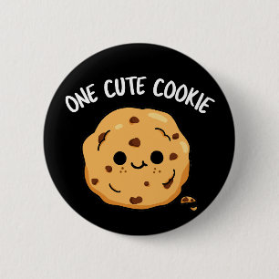 One Cute Cookie Funny Food Pun Dark BG 6 Cm Round Badge