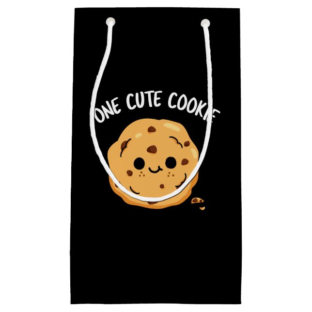 One Cute Cookie Funny Food Pun Dark BG Small Gift Bag (Front)