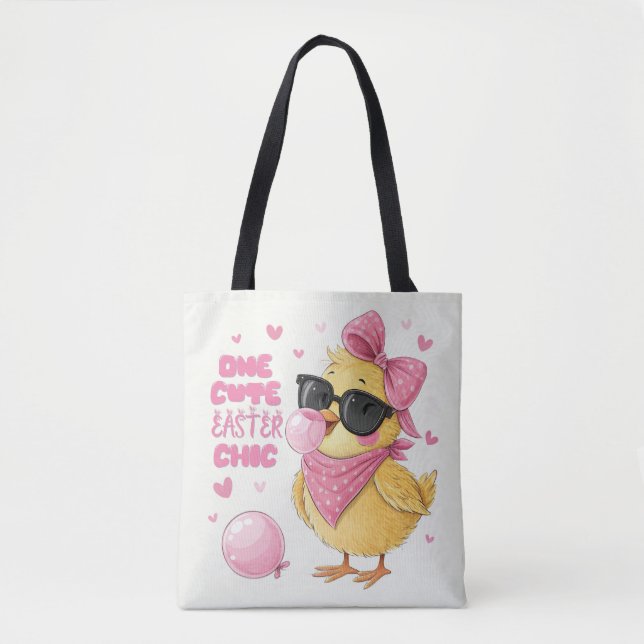 One Cute Easter Chic Chic Blowing Bubbles Tote Bag (Front)