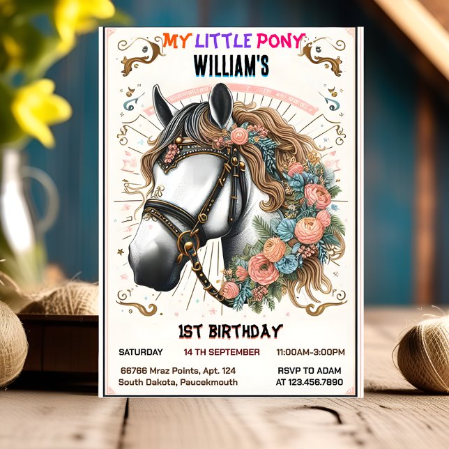 one cute horse my little pony first 1st birthday invitation (Creator Uploaded)