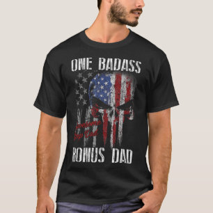 One D Bonus Step Dad Skull American Flag Fathers D T-Shirt