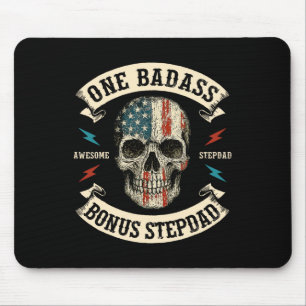 One D Bonus Stepdad Step Dad Skull Usa Flag Father Mouse Pad