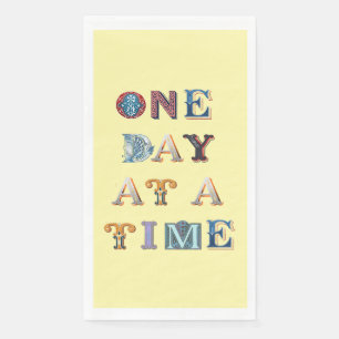 One Day At A Time 12 Step AA Recovery Slogan Napkin