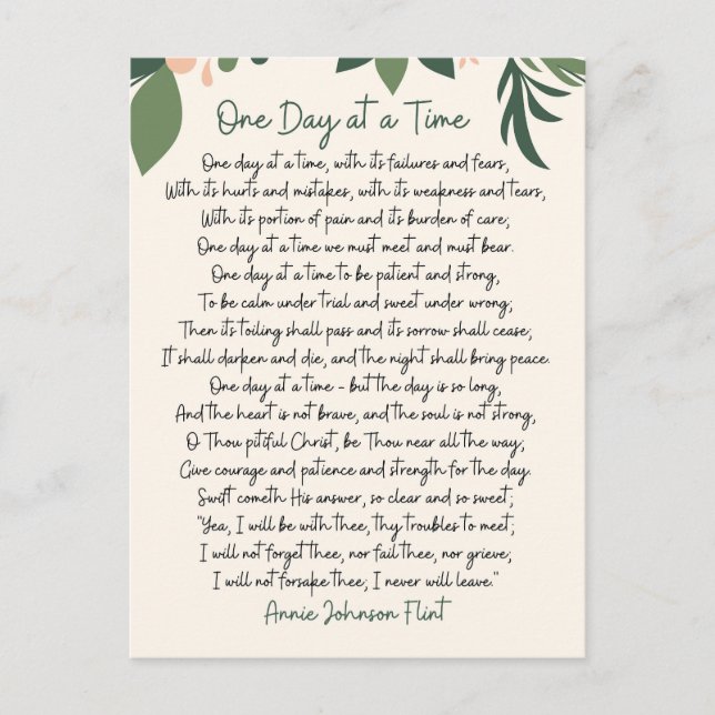 One Day At A Time Annie Johnson Flint Postcard (Front)