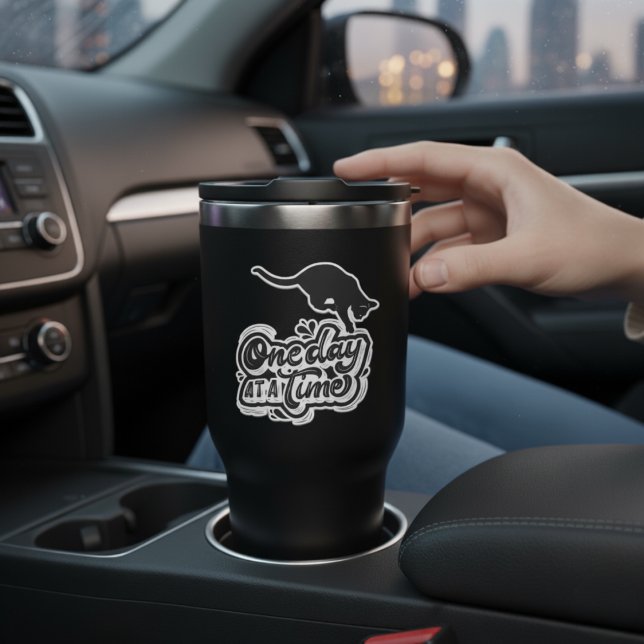 "One Day At A Time" - Black Cat Sticker ("One Day At A Time" - Black Cat Sticker)