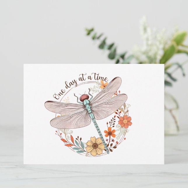 One Day at a Time Dragonfly Sublimation Holiday Card (Standing Front)