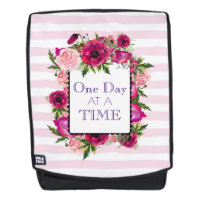 One Day at a Time Floral Frame Quote