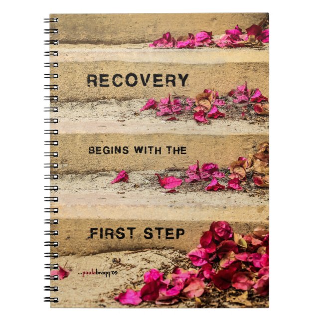 One Day at a Time (Flowers on Steps / Recovery) Spiral Notebook (Front)