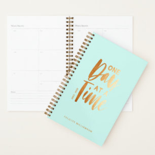 One Day at a Time Gold & Aqua Inspirational Planner