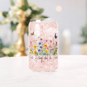 One Day at a Time Inspirational Quote Wildflowers Can Glass