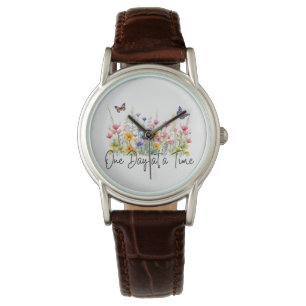 One Day at a Time Inspirational Quote Wildflowers Watch