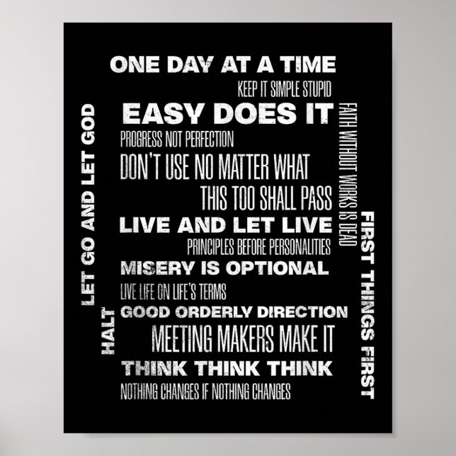 One Day At A Time Inspiring Recovery Sobriety Anni Poster (Front)