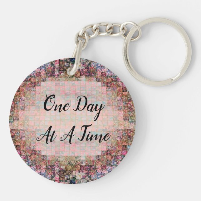 one day at a time key chain (Back)