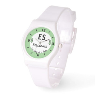 One day at a time name monogram green watch
