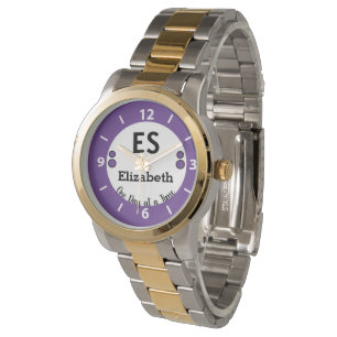 One day at a time name monogram purple watch