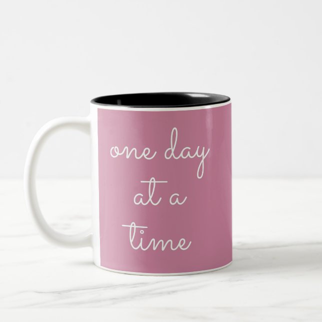 One Day At A Time ODAAT - Alcoholism Gifts Sponsor Two-Tone Coffee Mug (Left)