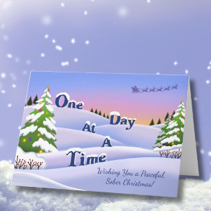 One Day at a Time Peaceful Sober Christmas Card