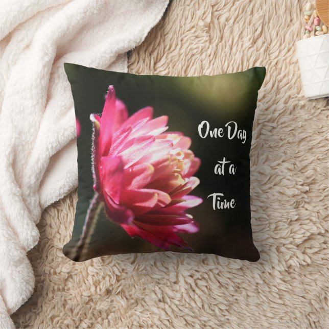 One Day At A Time Quote Flower In Sunlight   Cushion (Blanket)