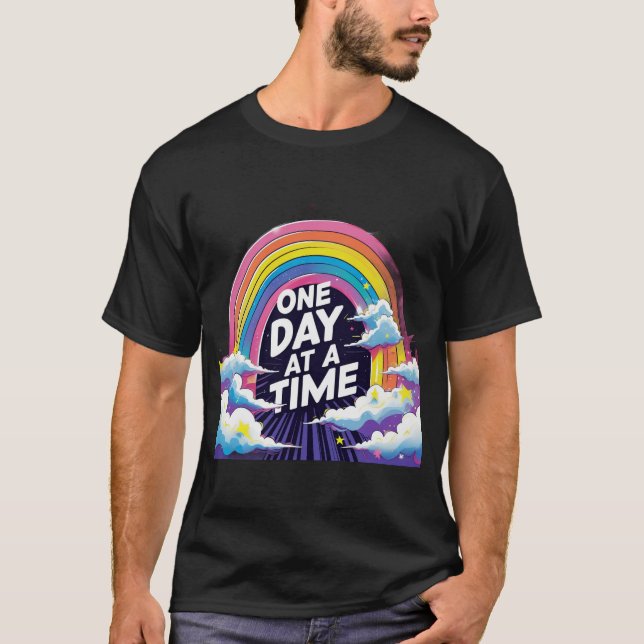 One Day at a Time – Rainbow Mental Health T-Shirt (Front)
