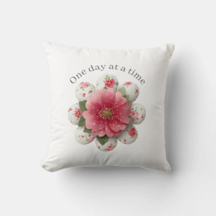 One Day at a Time Throw Pillow Affirmation