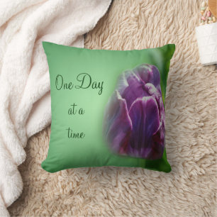 One Day At A Time Tulip Inspirational Cushion