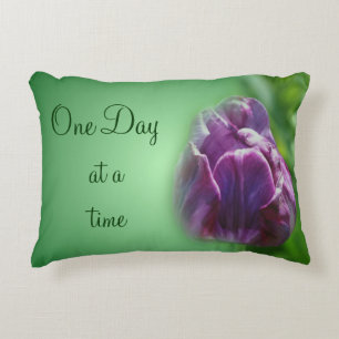 One Day At A Time Tulip Inspirational  Decorative Cushion