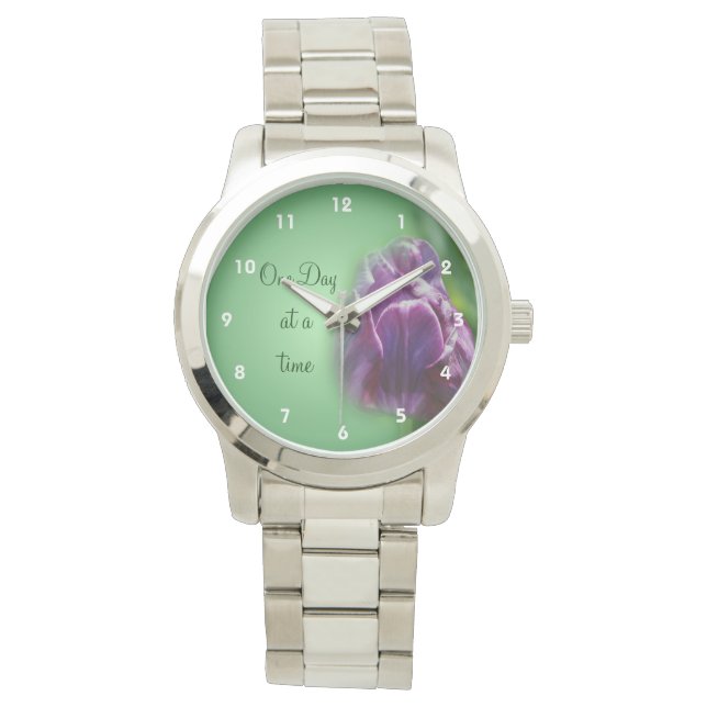 One Day At A Time Tulip Inspirational   Watch (Front)