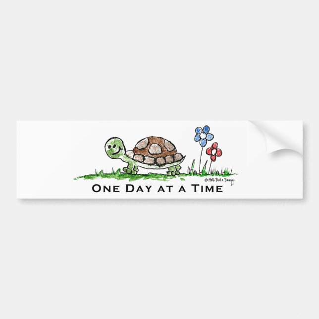One Day at a Time (turtle) Bumper Sticker (Front)