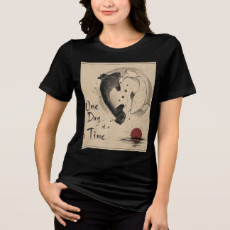 One Day at a Time Yin Yang Koi Fish Aesthetic Tri-Blend Shirt