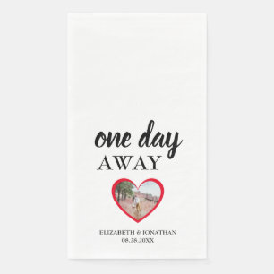 One Day Away Heart Photo Rehearsal Dinner Napkin