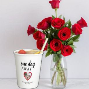One Day Away Heart Photo Rehearsal Dinner Paper Cups