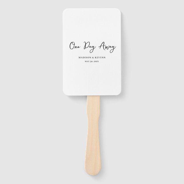 One Day Away Minimal and Chic | Wedding Hand Fan (Front)
