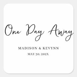One Day Away Minimal and Chic Wedding Square Sticker