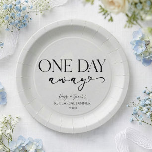 One Day Away Minimal Wedding Rehearsal Dinner Paper Plate
