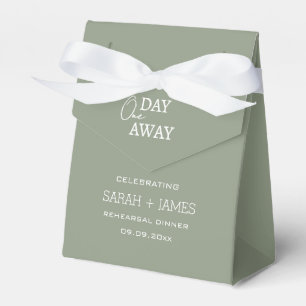 One Day Away Sage Green Rehearsal Dinner Wedding  Favour Box