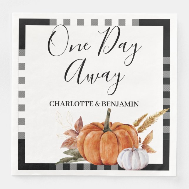 One Day Away Watercolor Pumpkin Autumn Rehearsal Napkin (Front)