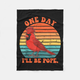 One Day Ill Be Pope Funny Retro Sunset Fleece Blanket