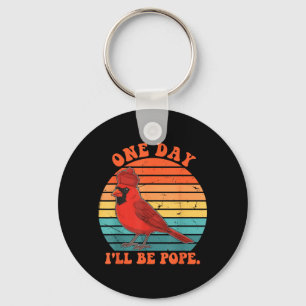 One Day Ill Be Pope Funny Retro Sunset Key Ring