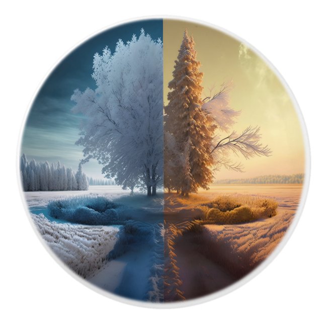 One day in winter ceramic knob (Front)