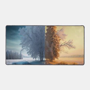One day in winter desk mat