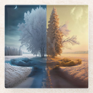 One day in winter glass coaster