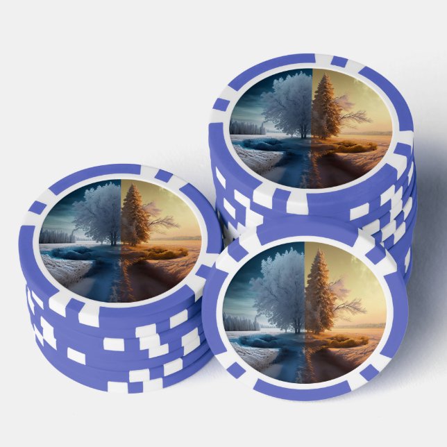 One day in winter poker chips (Stack)