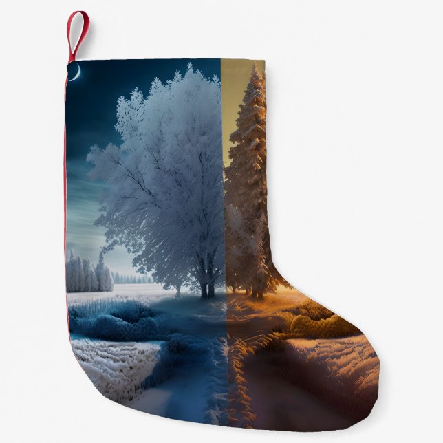 One day in winter small christmas stocking (Front)