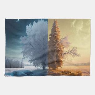 One day in winter tea towel