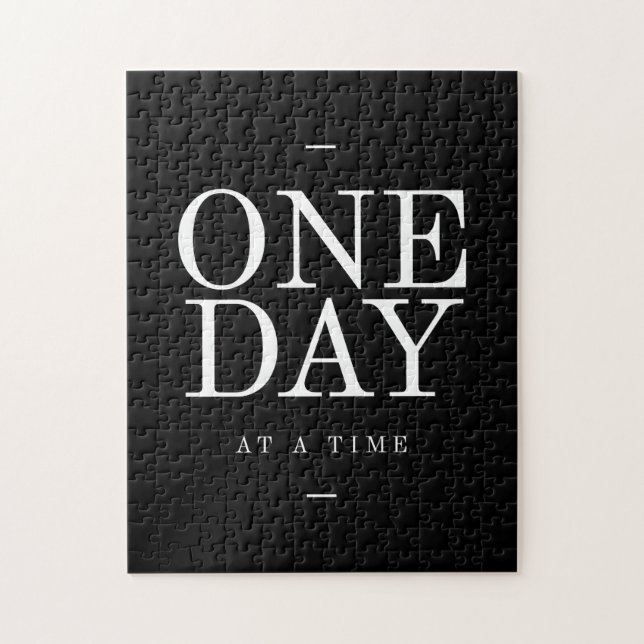 One Day Study Motivational Quote Black and White Jigsaw Puzzle (Vertical)