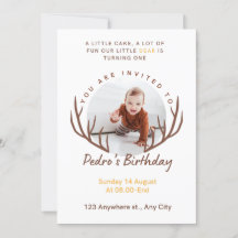 One Deer Antlers Rustic 1st Birthday Party 
