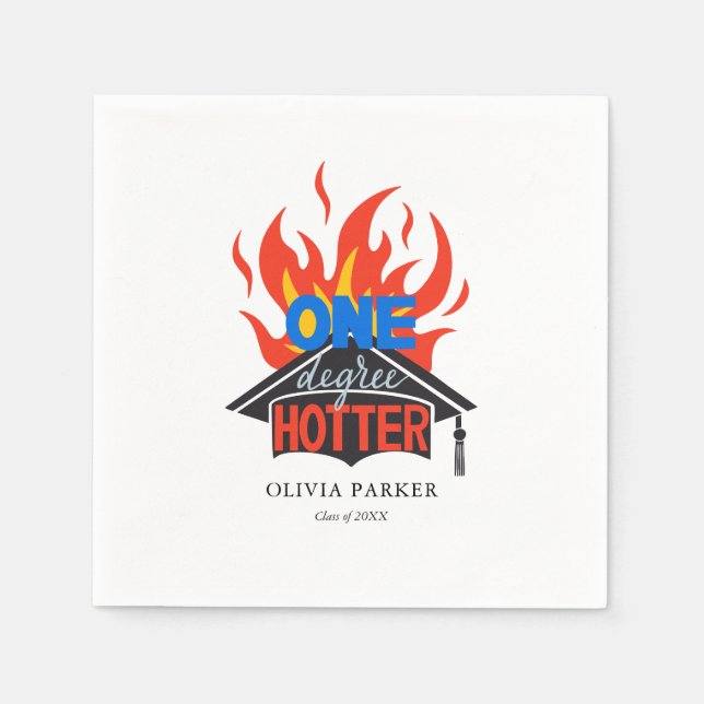 One Degree Hotter Flaming Graduation Cap Napkin (Front)
