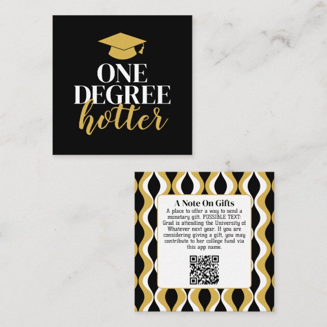 One Degree Hotter - Graduation Gift QR Code Enclosure Card (Front/Back)