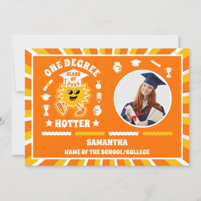 One Degree Hotter Retro 2 Photo Graduation Announcement (Front)