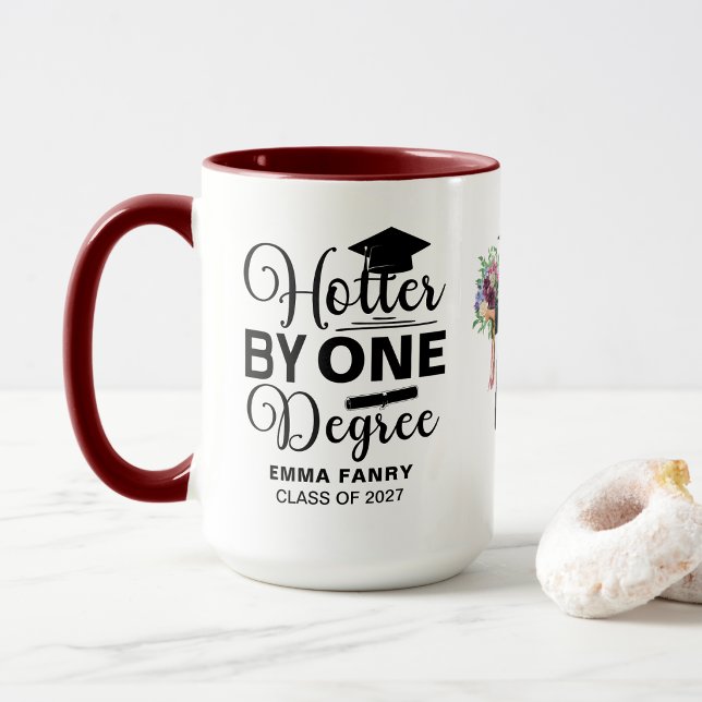 One Degree Hotter Script Photo Graduation Mug (hotter by one degree college present gift simple modern gift ideas of year humor college 

)